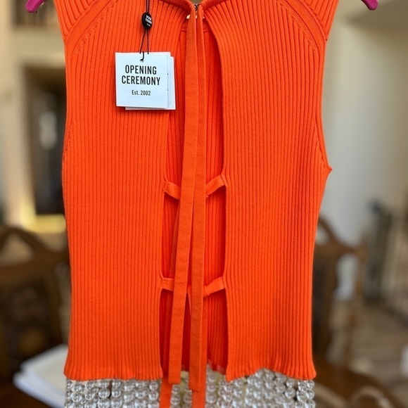 Opening Ceremony Bright Orange Sleeveless Sweater - Picture 3 of 5